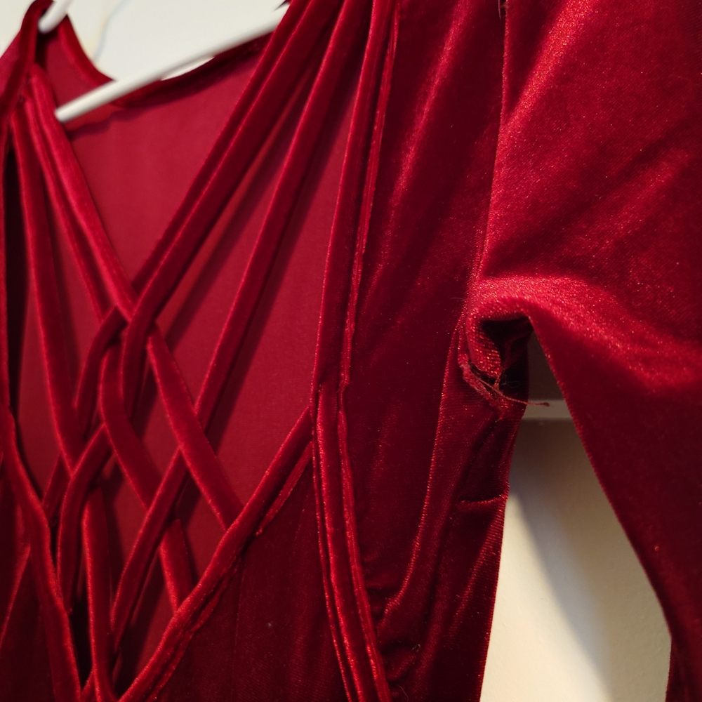 Elegant Red Velvet Dress